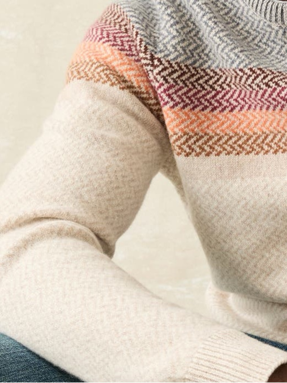 Faherty Donegal Ombre Crewneck Desert Sunset Ombré Herringbone Knit Sweater - Picture 2 of 15